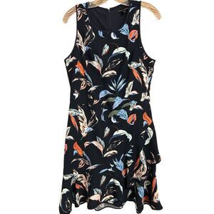 Banana Republic Navy Floral Print Ruffle Sleeveless Dress Women’s Size 10